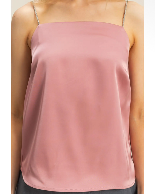 Rhinestone strap cami top