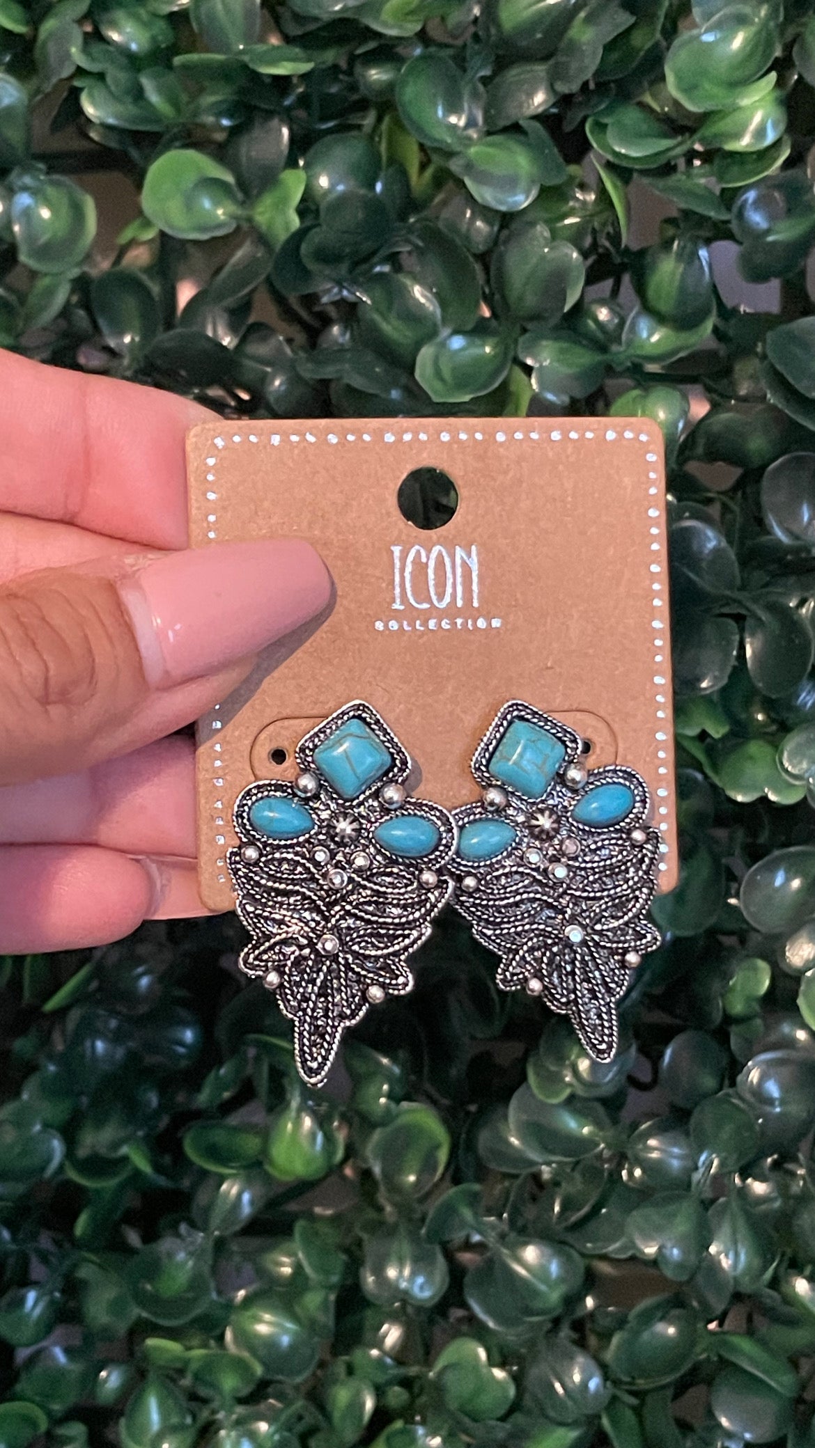 Turquoise boot stitch western earrings