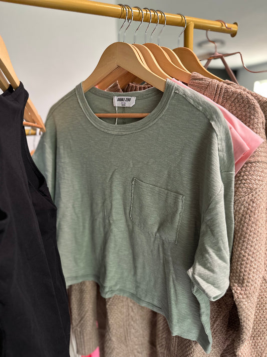 Sage Sunday Crop Top Tee