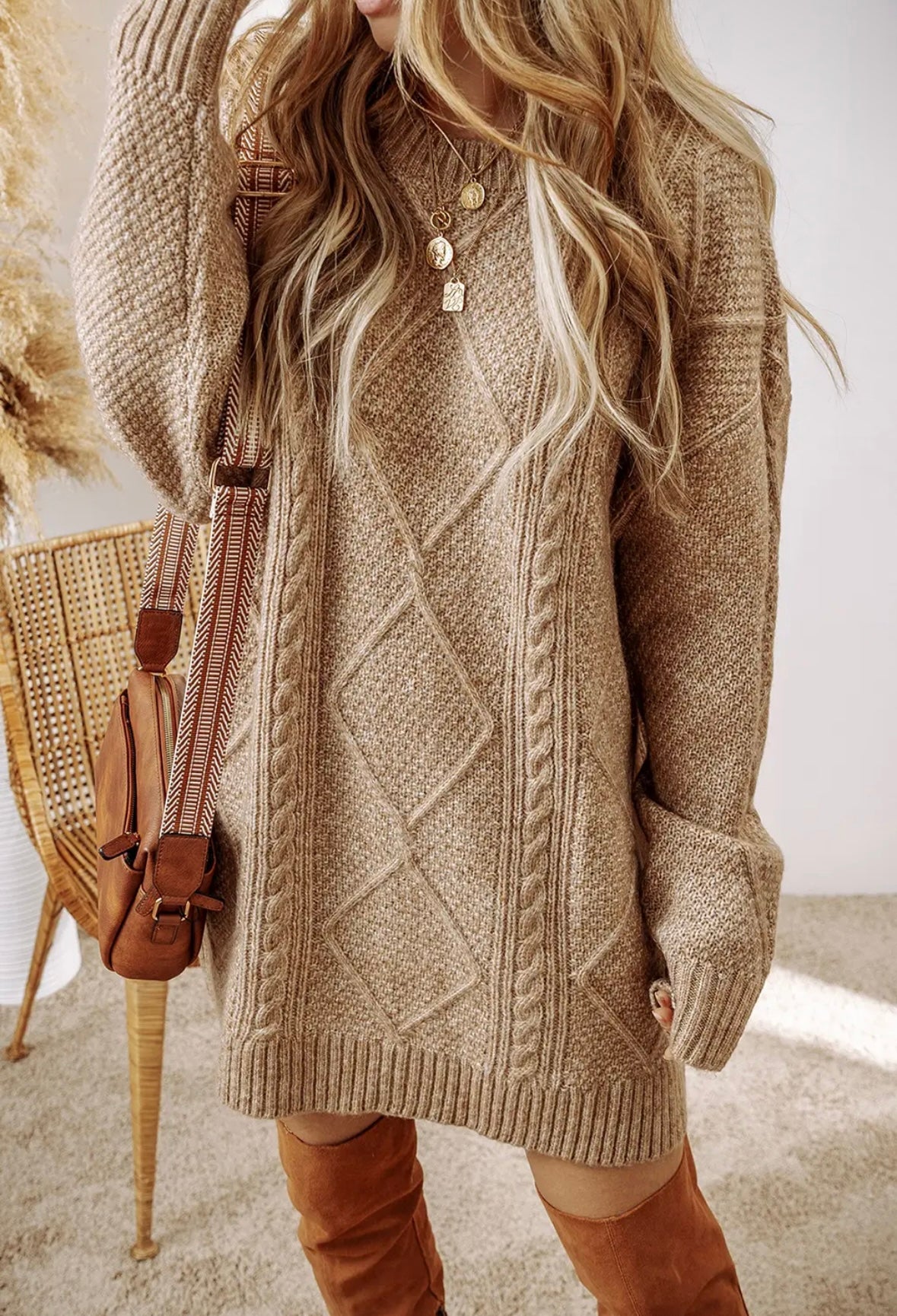 Mocha knit sweater dress